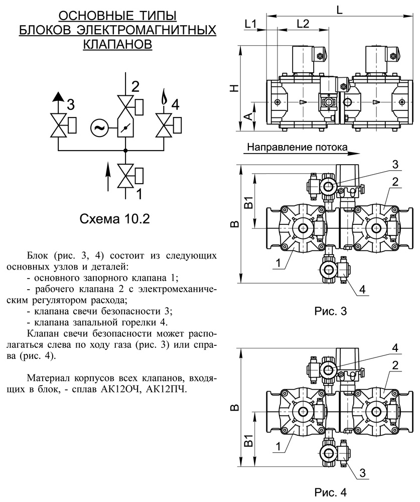 Блоки клапанов газовых DN 40-100, с10.2, схема 2