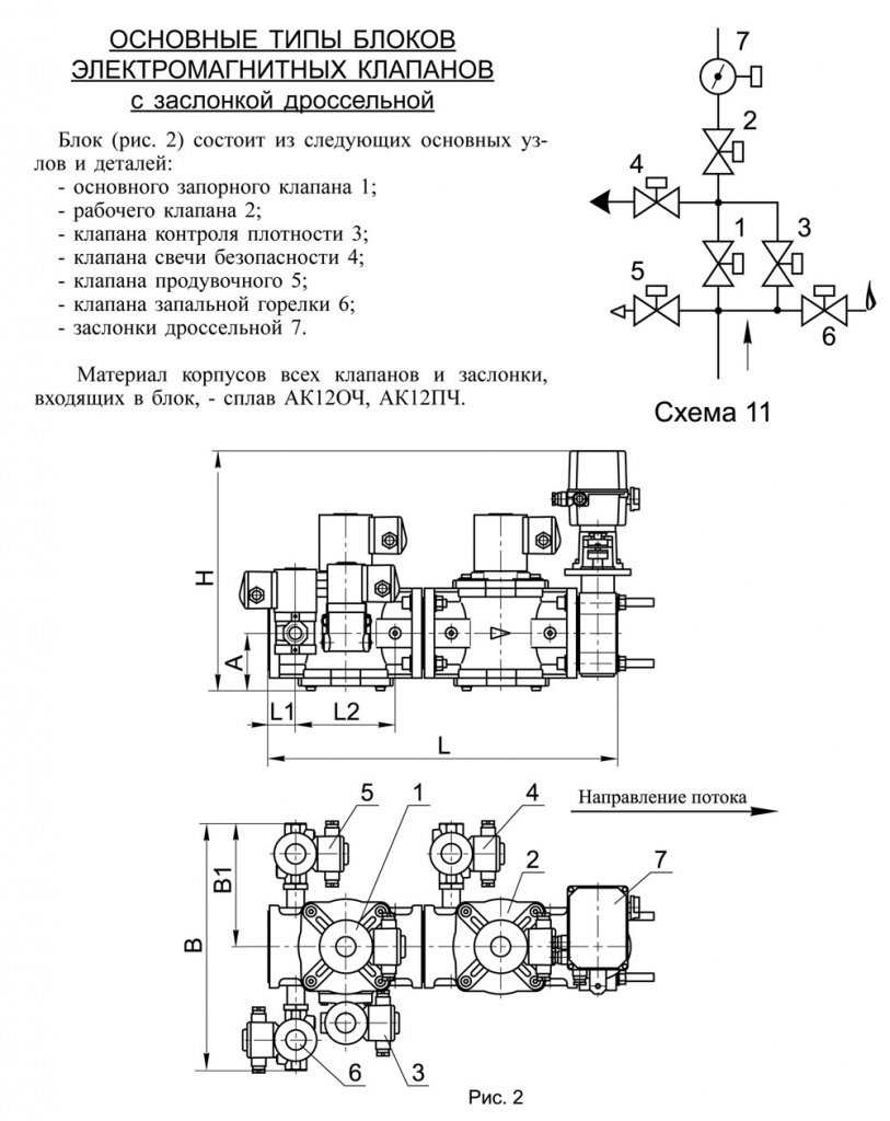 Блоки клапанов дроссельные DN 100 с заслонкой, с11, схема