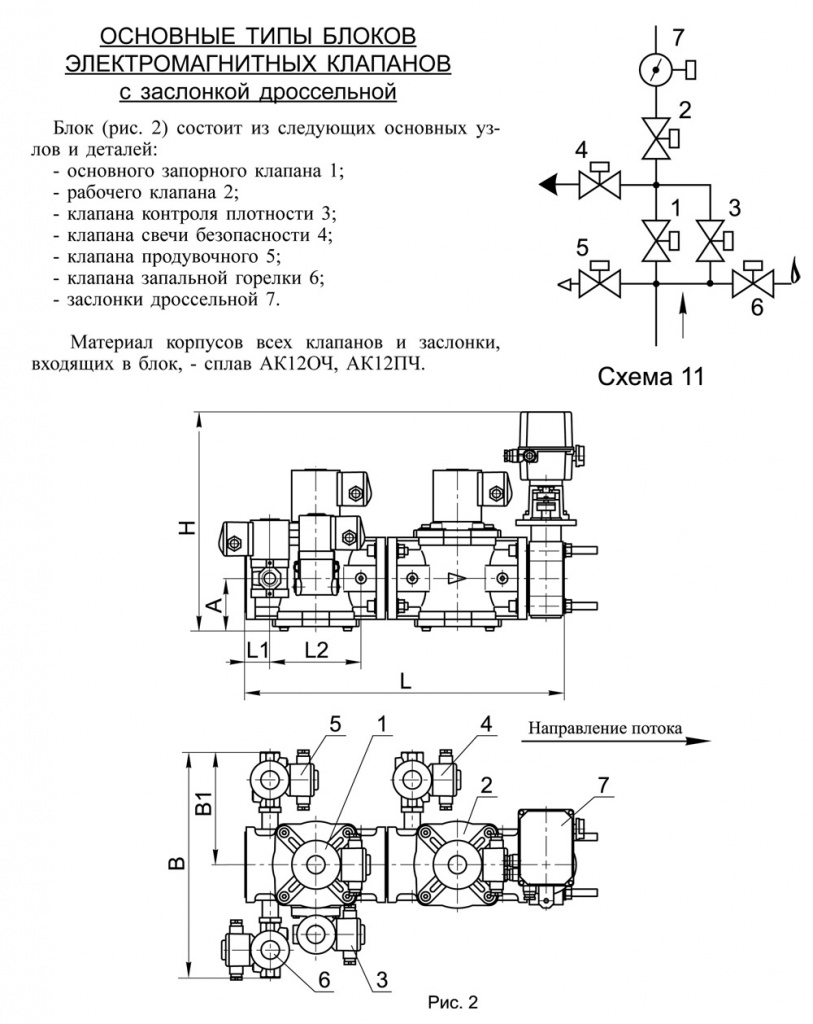 Блоки клапанов дроссельные DN 100 с заслонкой, с11, схема