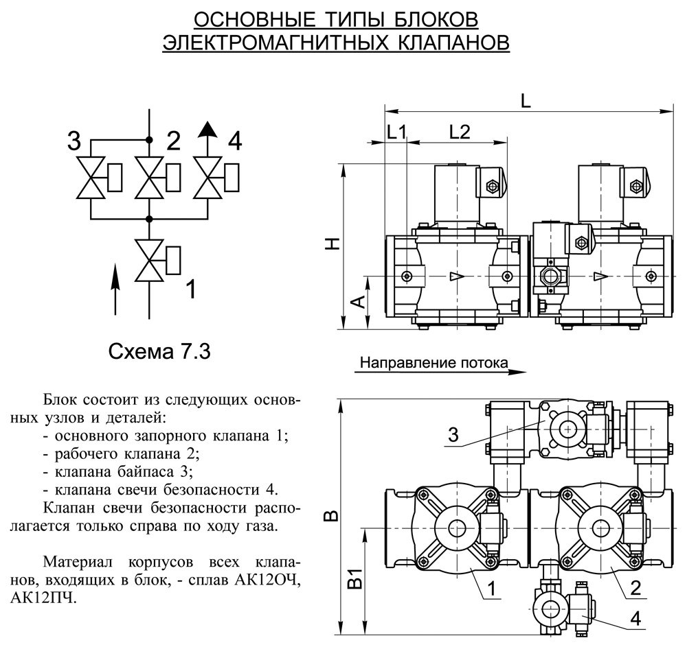 Блоки клапанов газовых DN 80-100, с7.3, схема