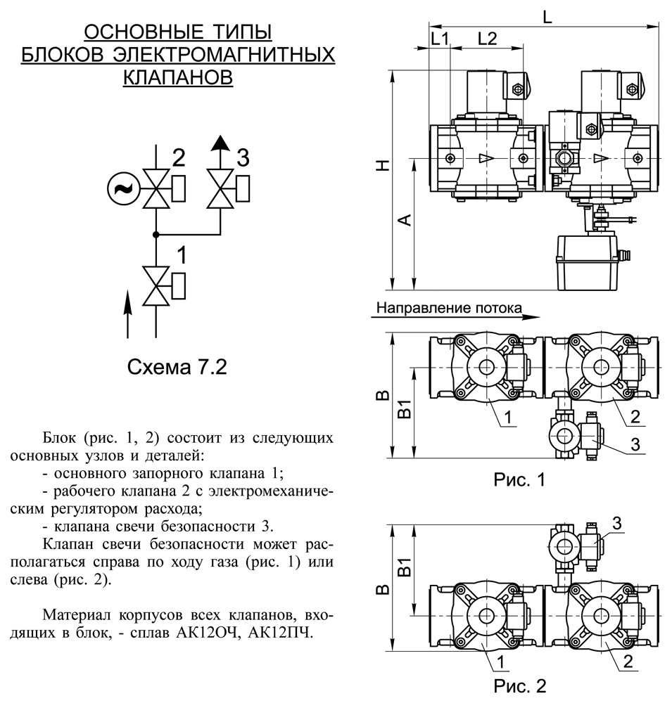 Блоки клапанов DN 40-300, стальные, с7.1, схема 1