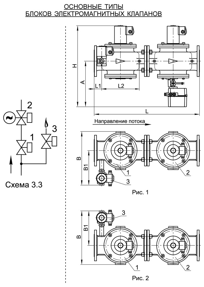 Блоки клапанов газовых DN 40-300, с3.3, схема