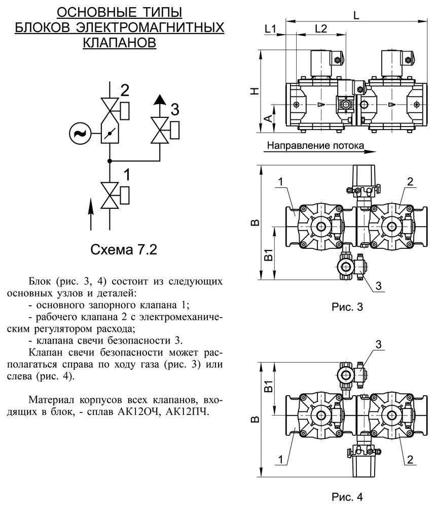 Блоки клапанов газовых DN 40-100, с7.2, схема 2