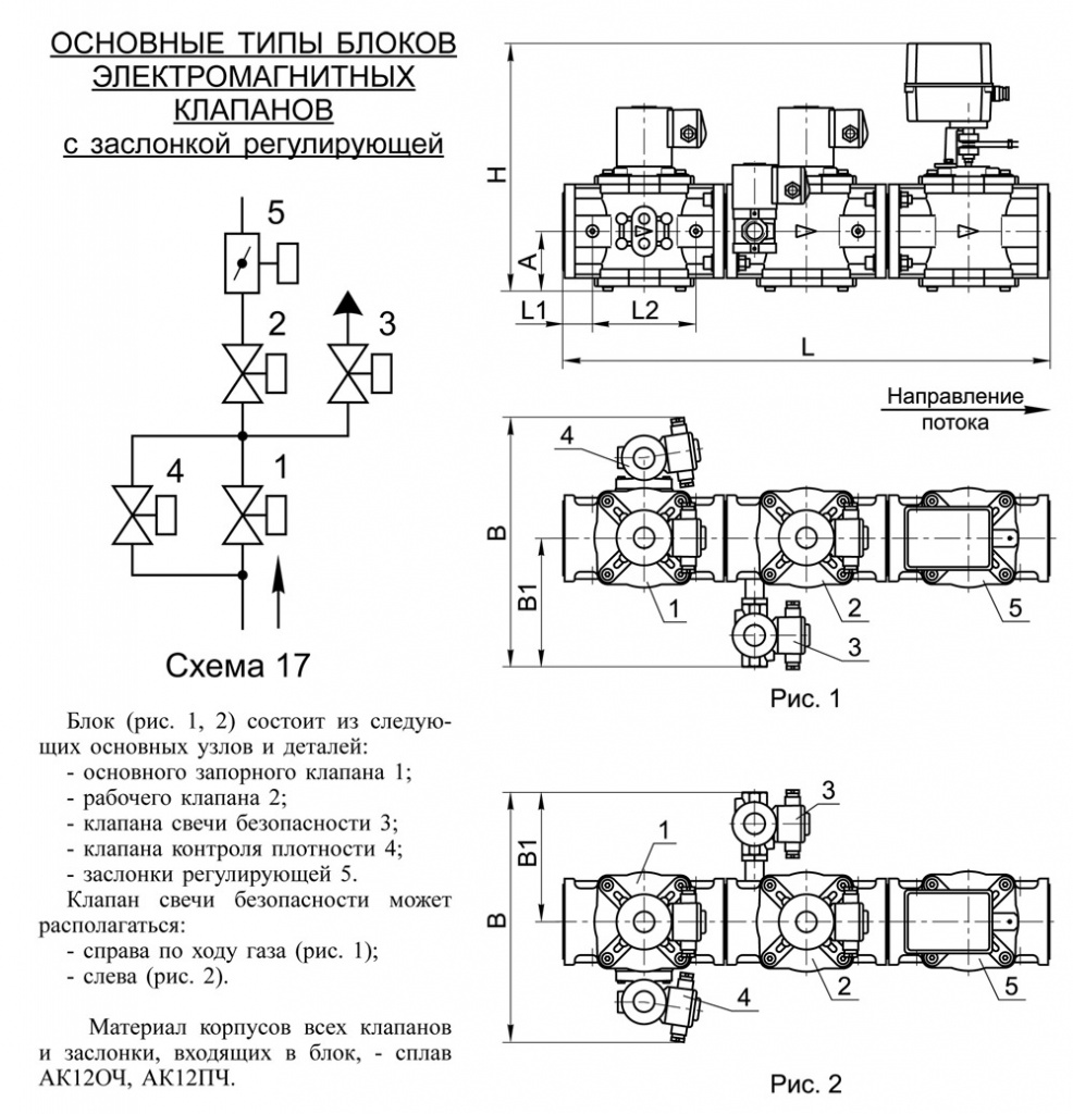 Блоки клапанов DN 65-100 с заслонкой, с16, схема