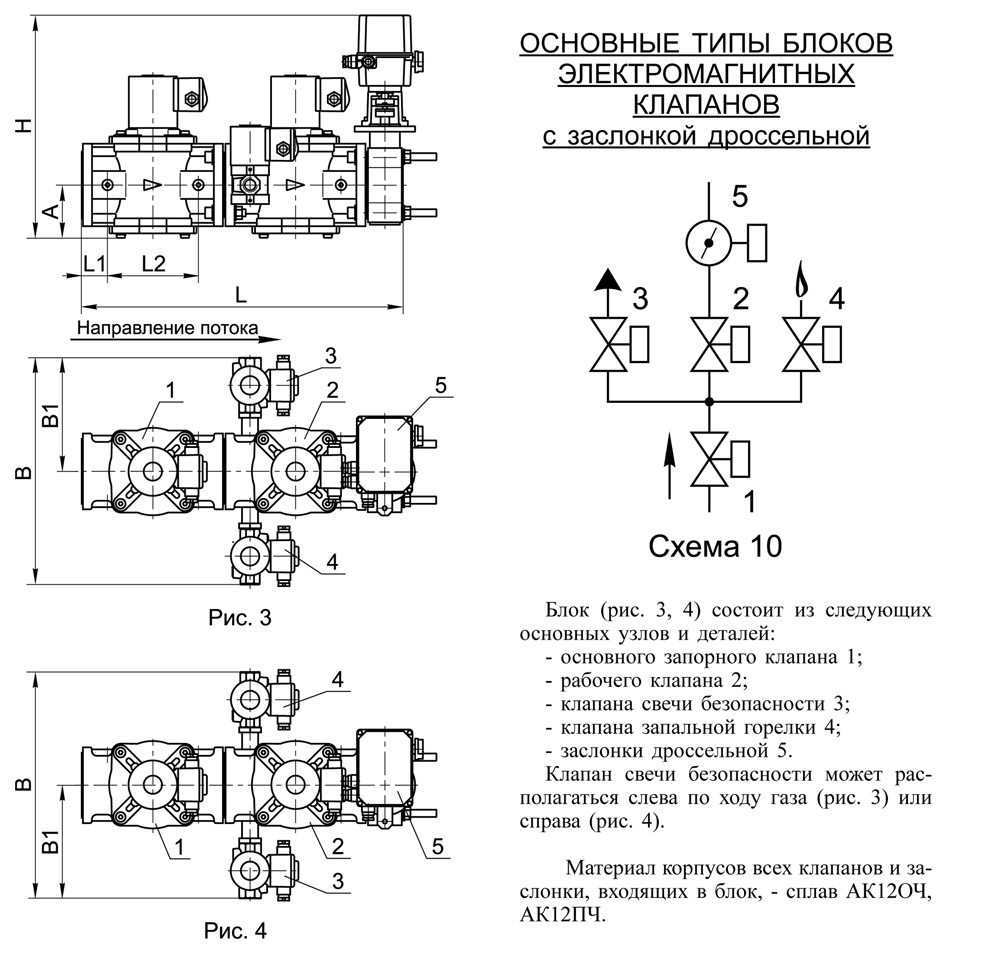 Блоки клапанов газовых DN 40-100 с заслонкой регулирующей дроссельного .