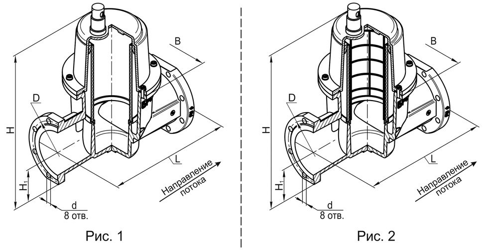 Фильтры фланцевые DN 125 - 200, с ИЗФ, PN 16, схема