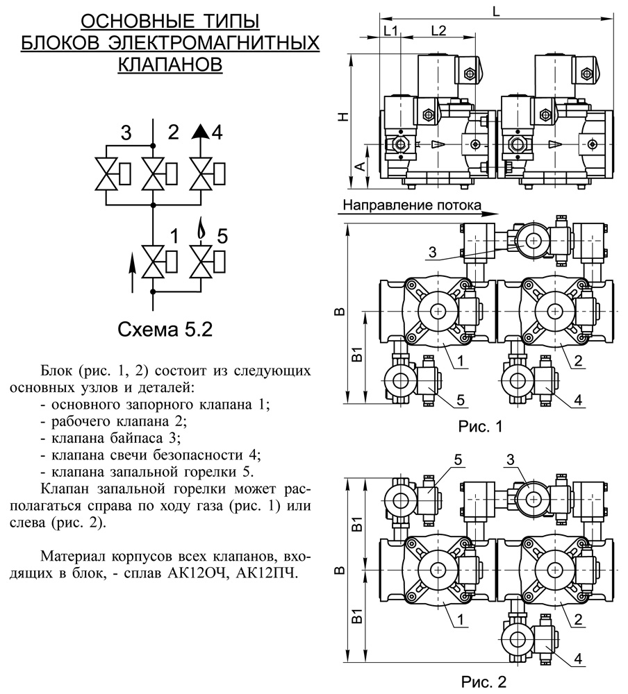 Блоки клапанов газовых DN 65-100, с5.2, схема