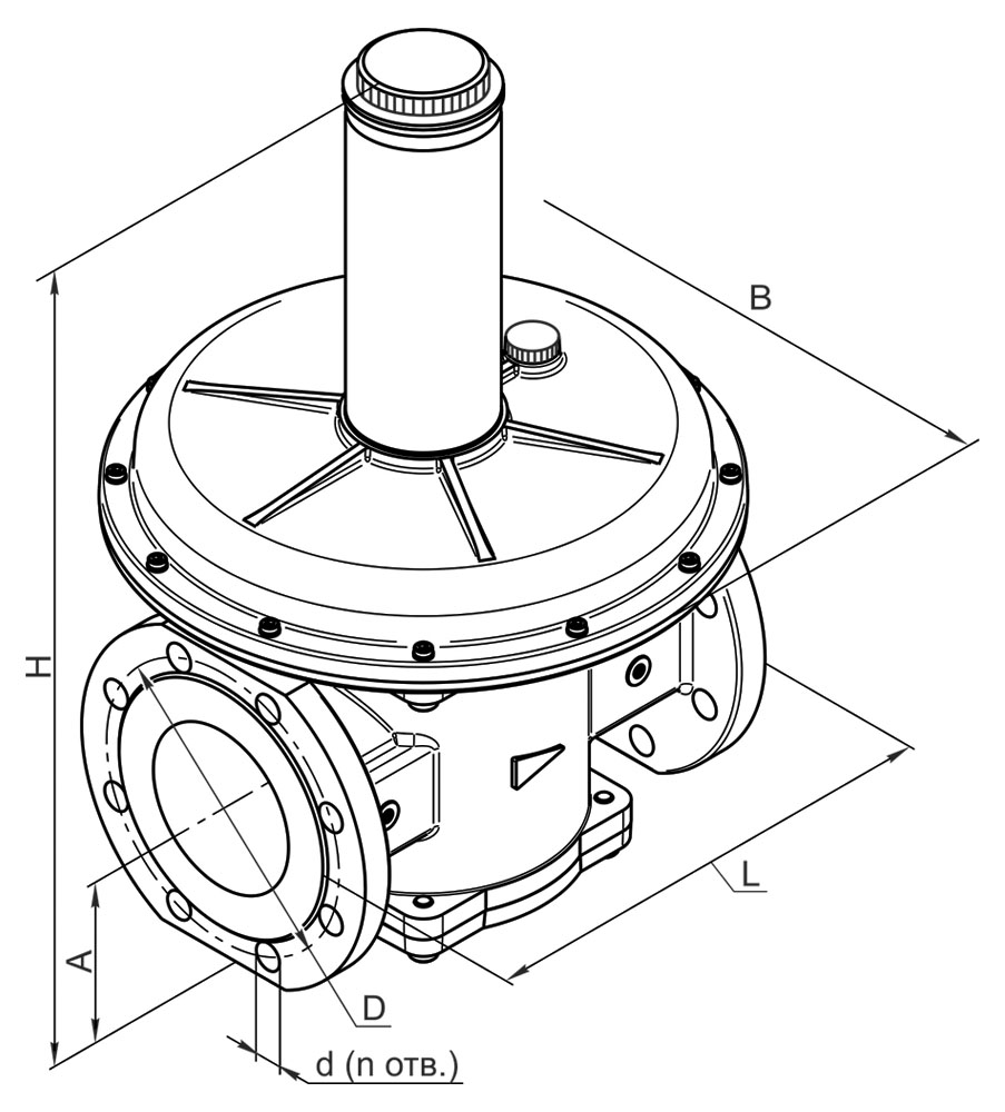 Стабилизаторы базовые DN 32-100, с фланцами, схема