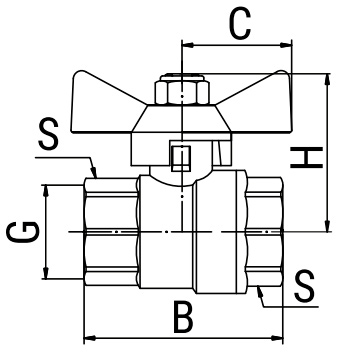 Кран шаровой для газа, ручка-бабочка