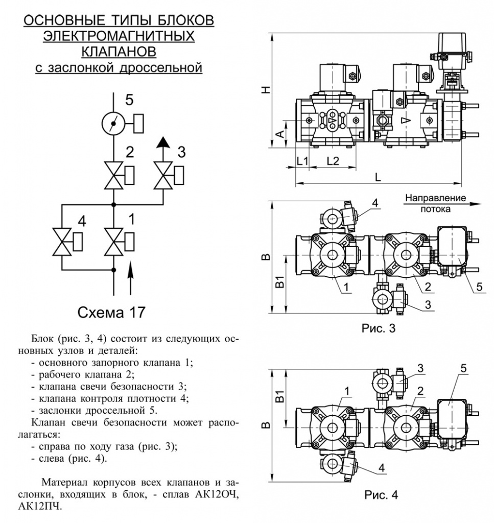 Блоки клапанов дроссельные DN 65-100 с заслонкой, с17, схема