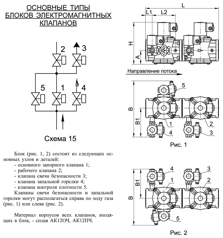 Блоки клапанов газовых DN 65-100, с15, схема