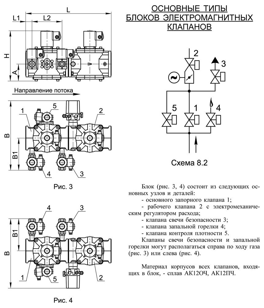 Блоки клапанов газовых DN 40-100, с8.2, схема 2
