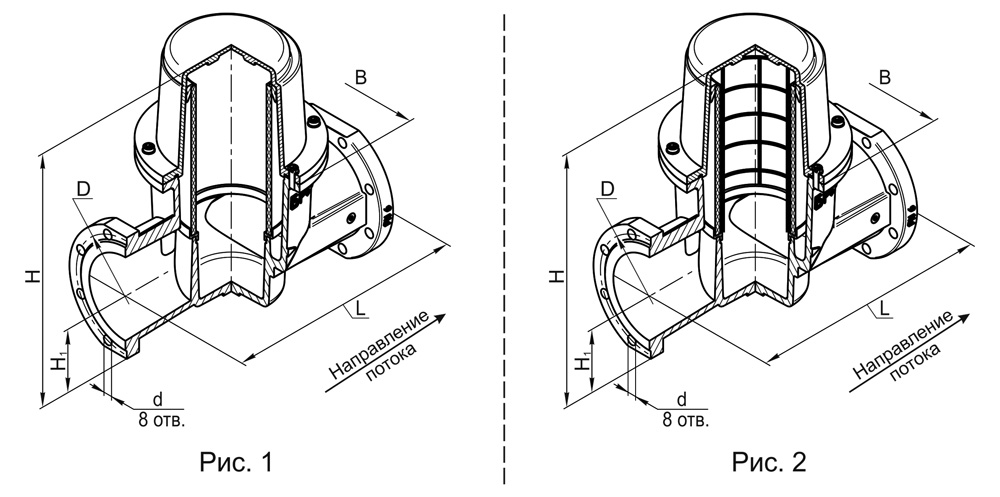 Фильтры фланцевые dn 125-200 pn 16, схема