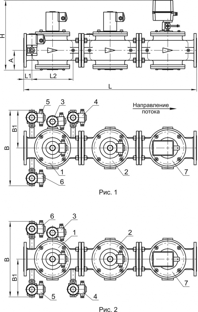 Блоки клапанов стальные DN 100-200 с заслонкой, с11, схема