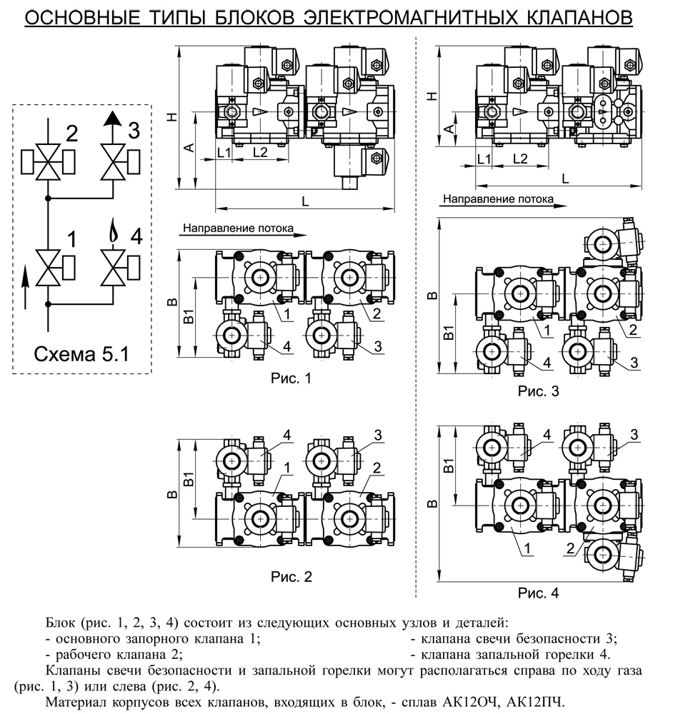 Блоки клапанов газовых DN 40-50, с5, схема